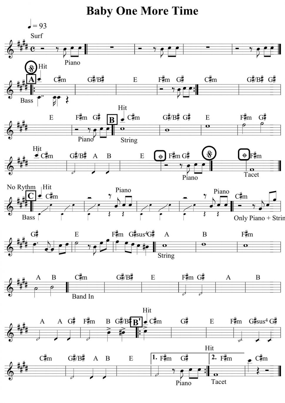 Baby one more time sheet