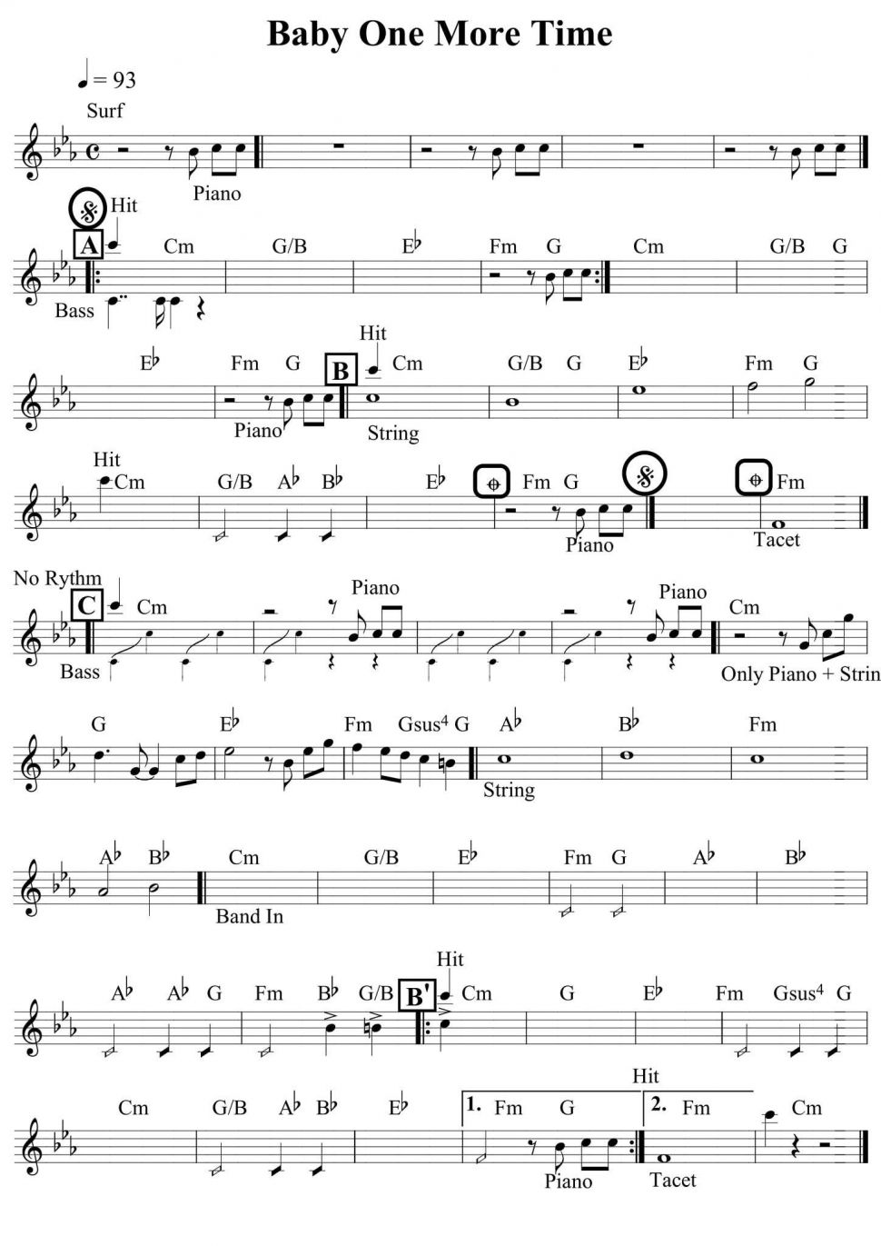 Baby one more time sheet