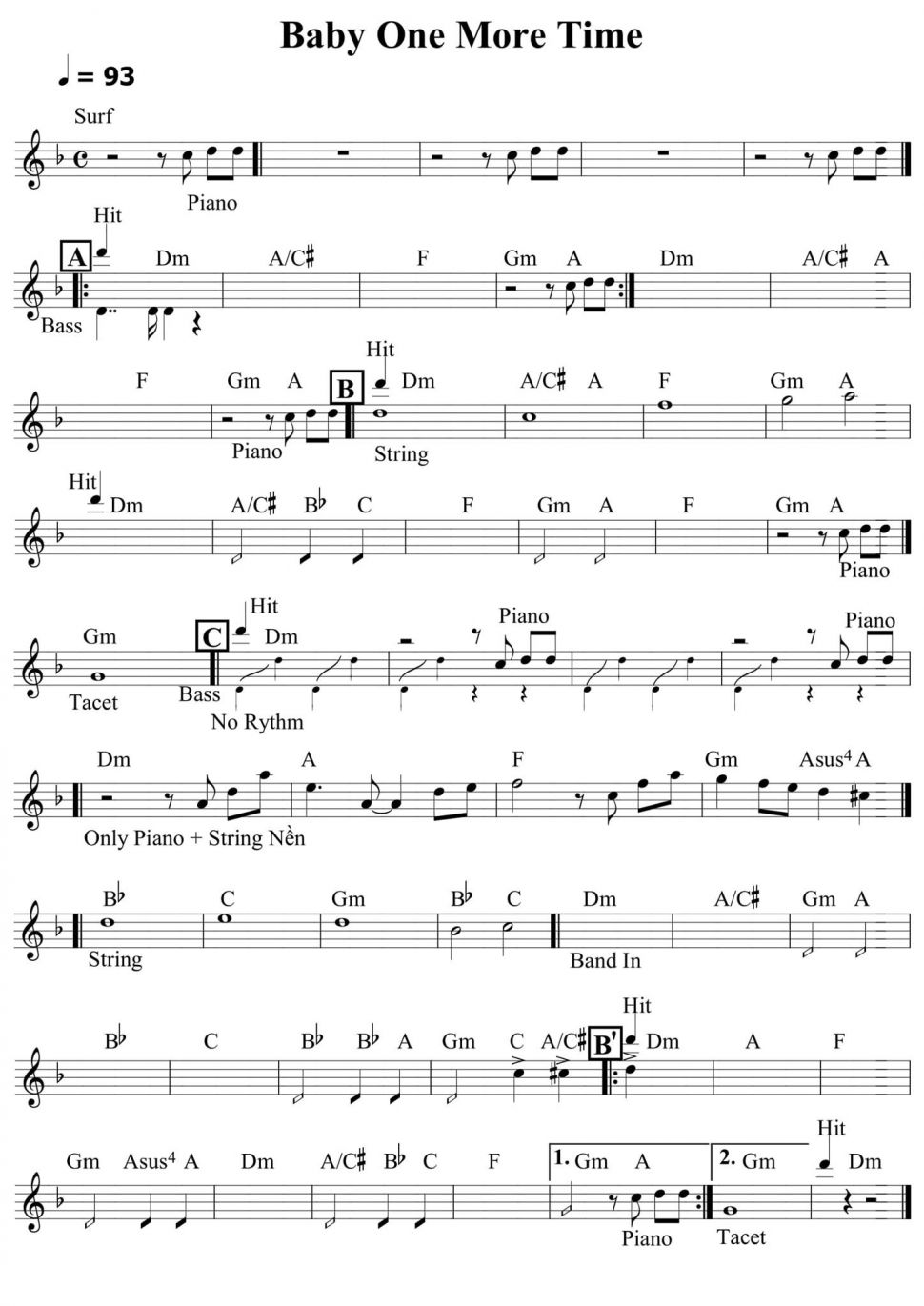 Baby one more time sheet