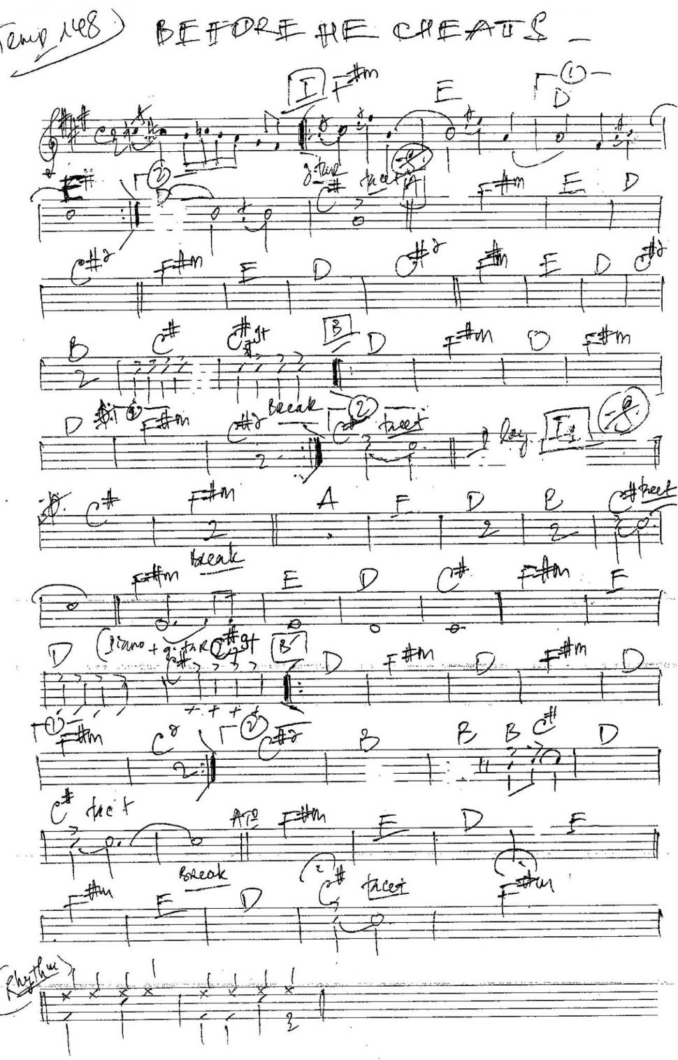 Before he cheats sheet