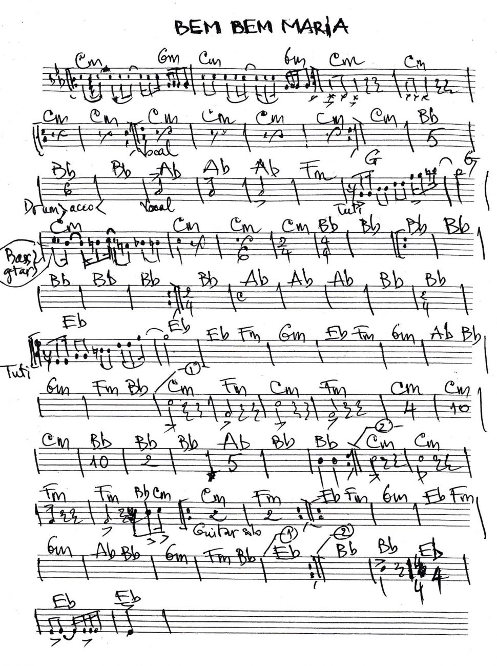 Bem bem maria sheet