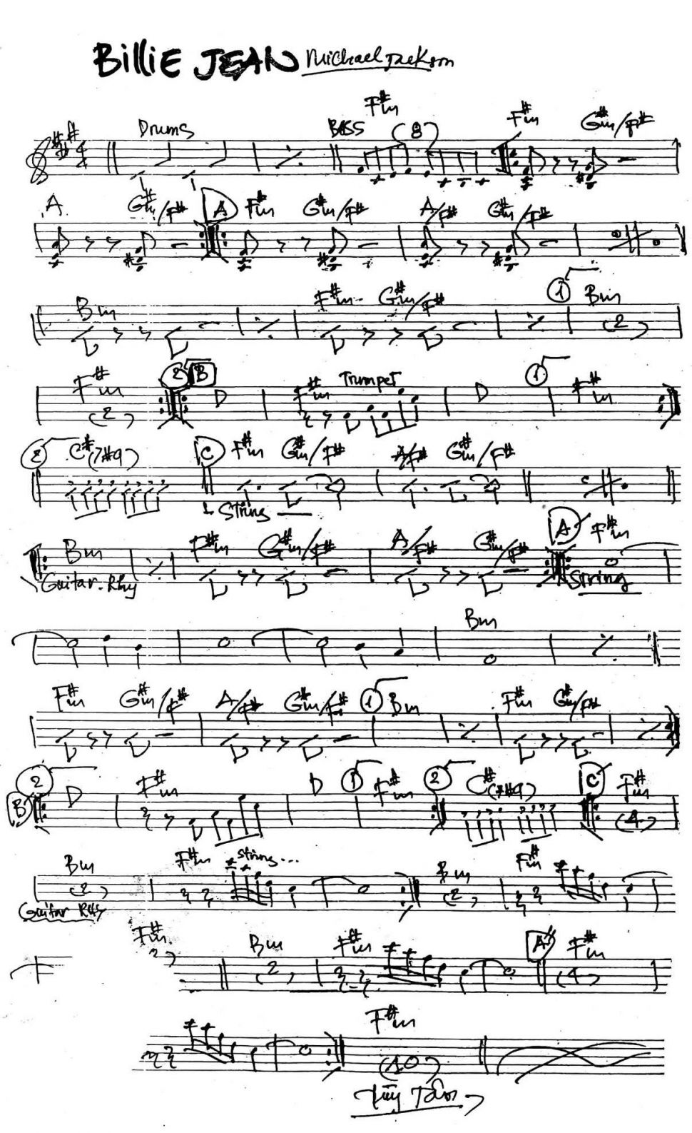 Billie Jean michacl rekem sheet