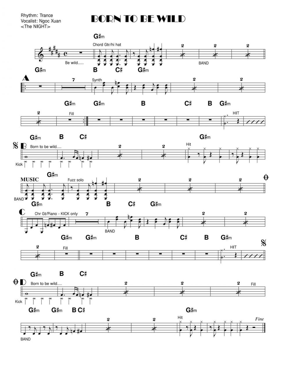 Born be wild sheet Born be wild sheet