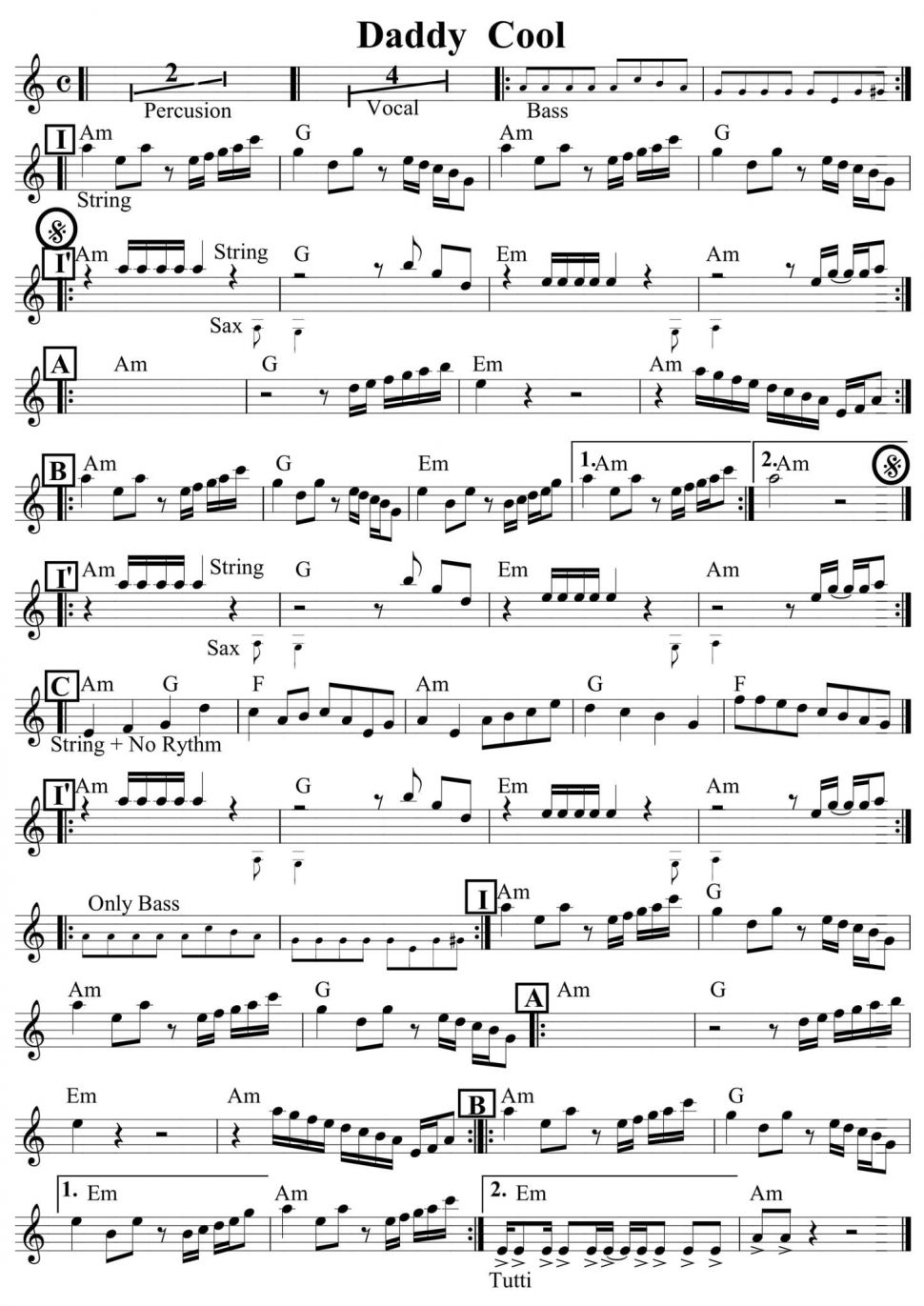 Daddy Cool sheet