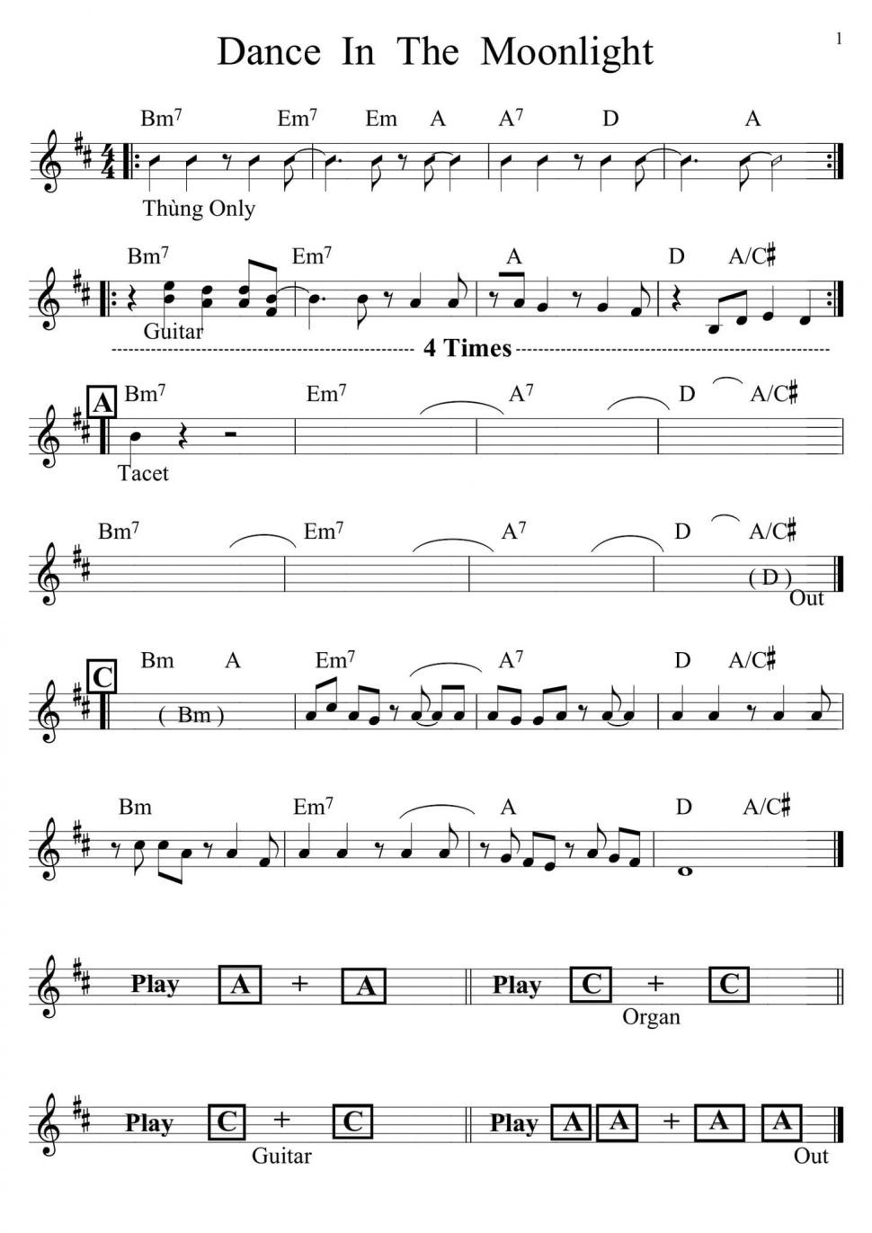 Dance In The Moolight sheet