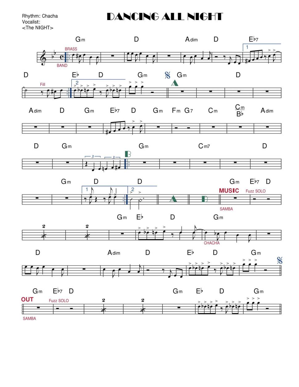 Dancing All Night sheet