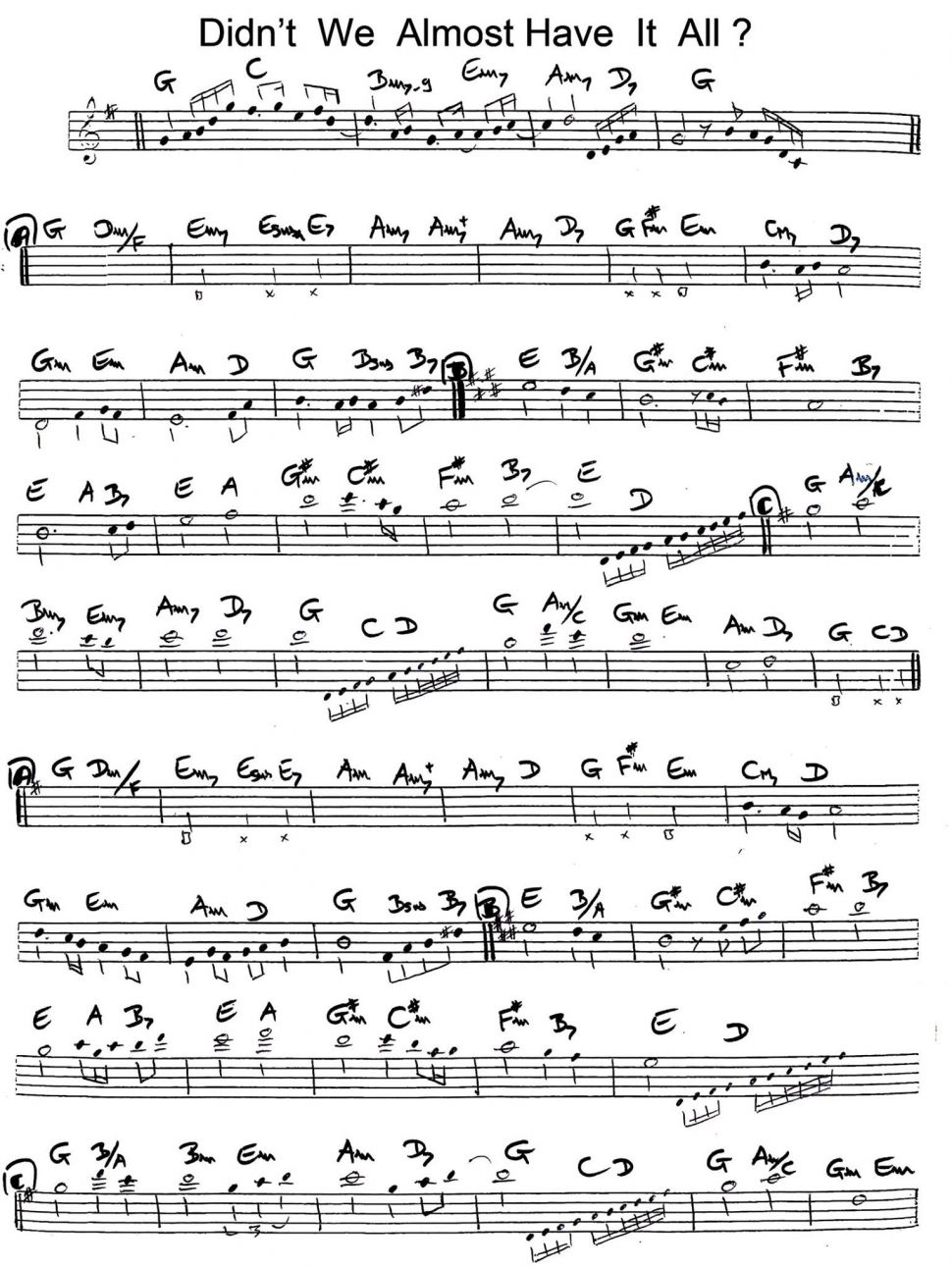 Didn't We Almost Have It All sheet