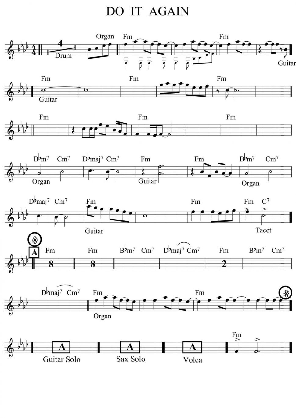 Do It Again sheet