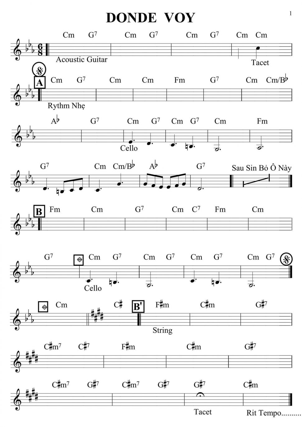 Donde Voy sheet