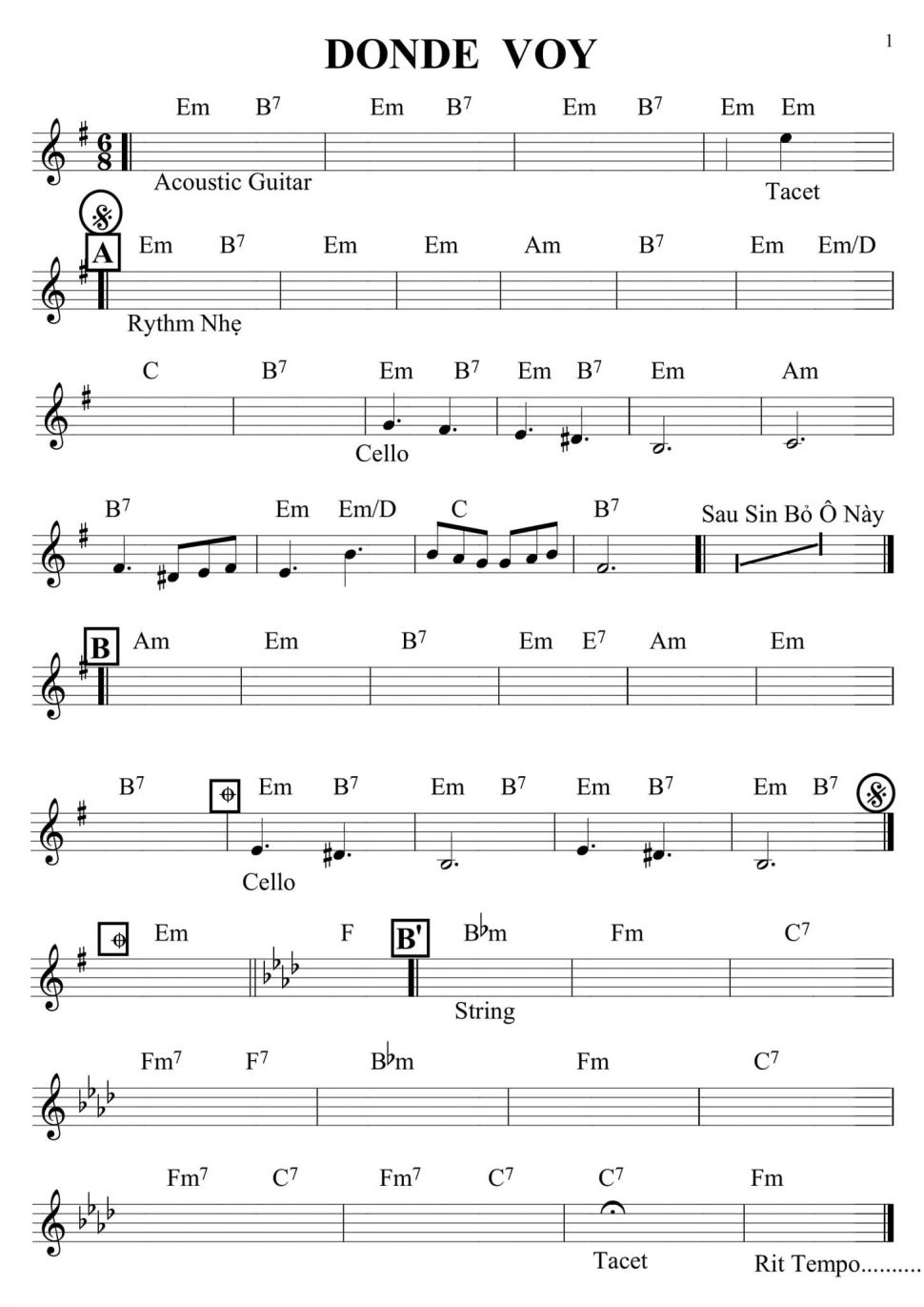 Donde Voy sheet