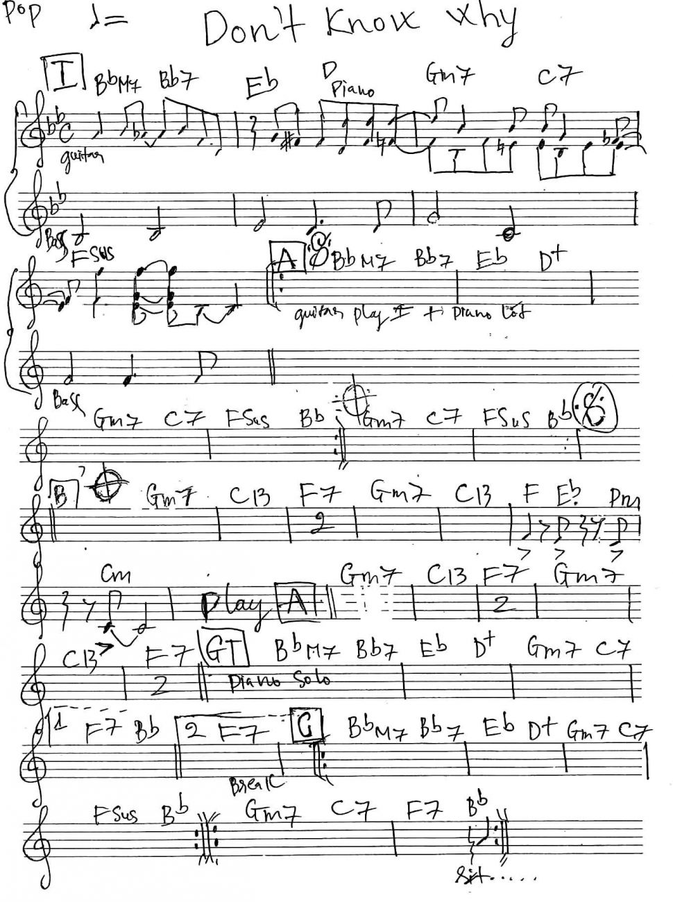 Don't Know Why sheet