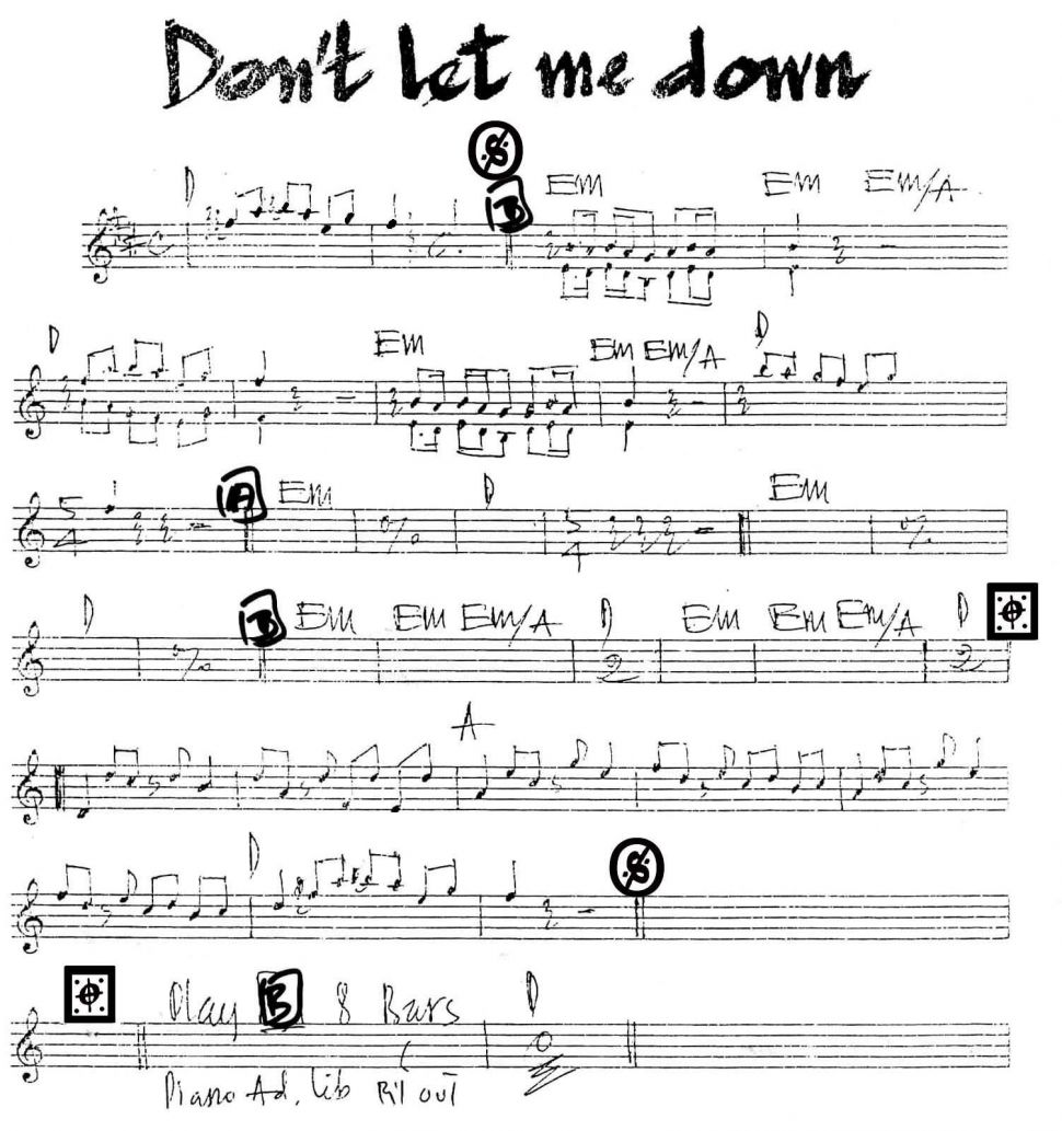 Don't Let Me Down sheet
