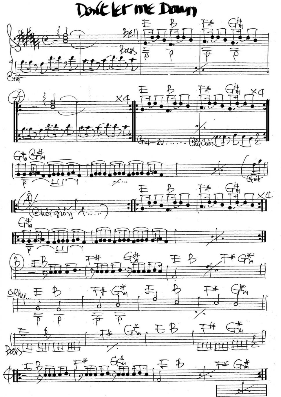 Don't Let Me Down sheet