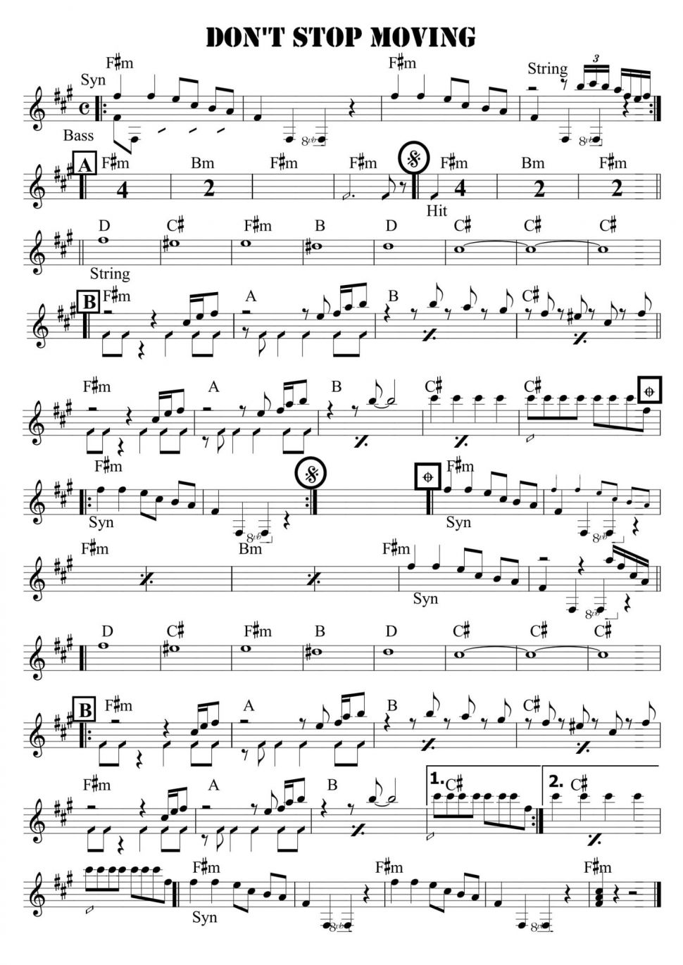 Don't Stop Moving sheet