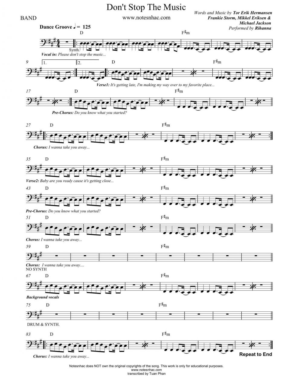 Don't Stop The Music sheet