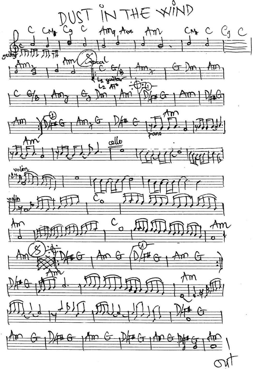 Dust In The Wind sheet