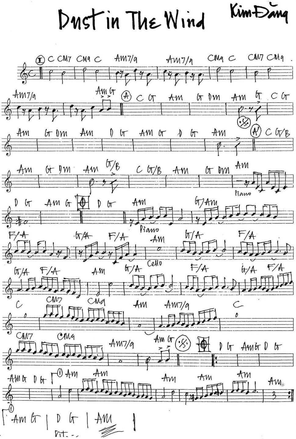 Dust In The Wind sheet