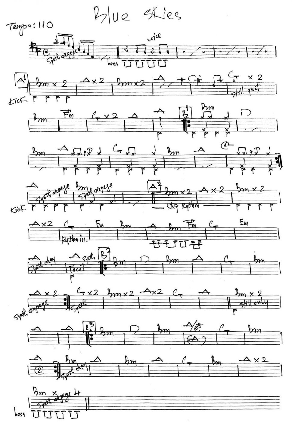 Blue skies sheet 