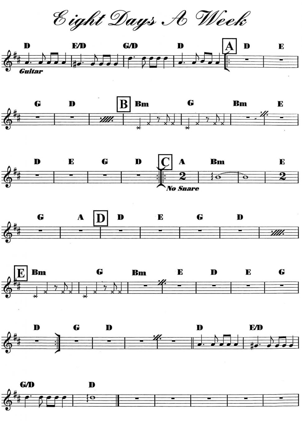 Eight Day's A Week sheet