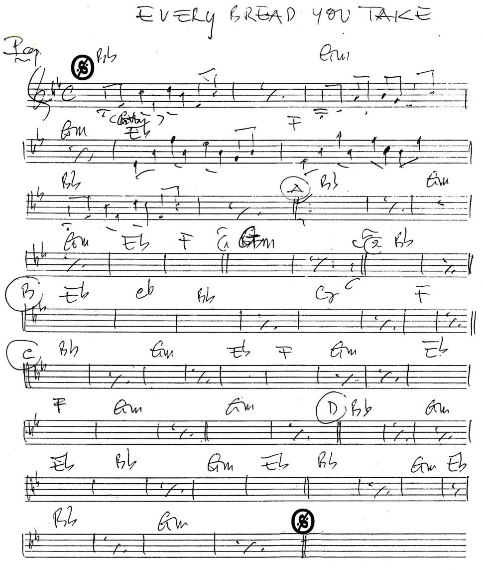 Every Bread You Take sheet