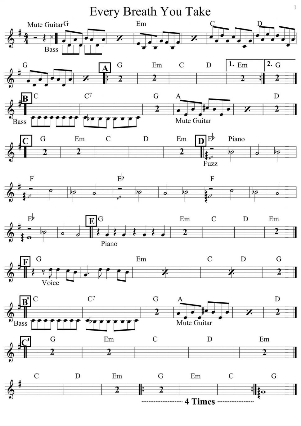 Every Break You Take sheet