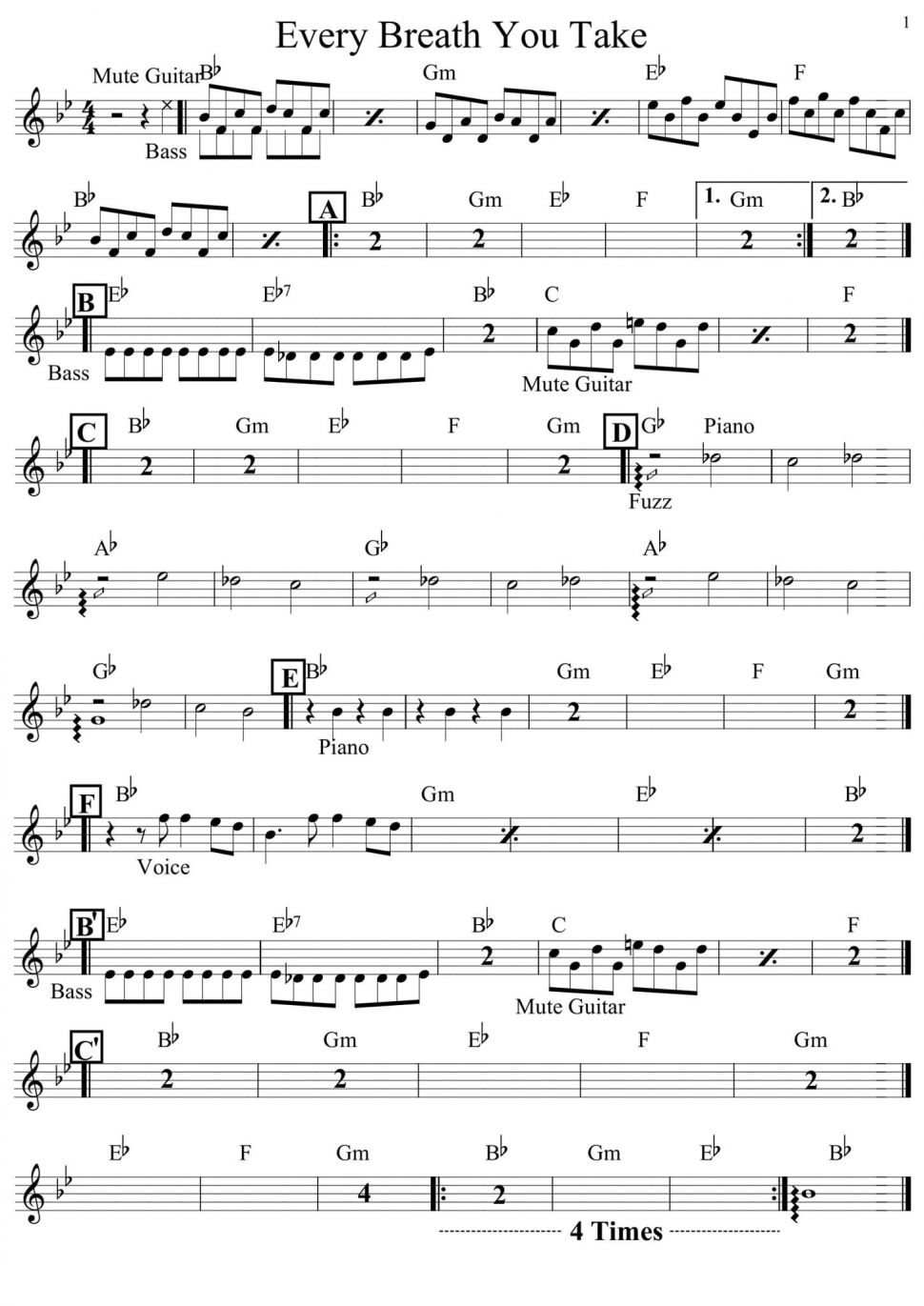 Every Breath You Take sheet