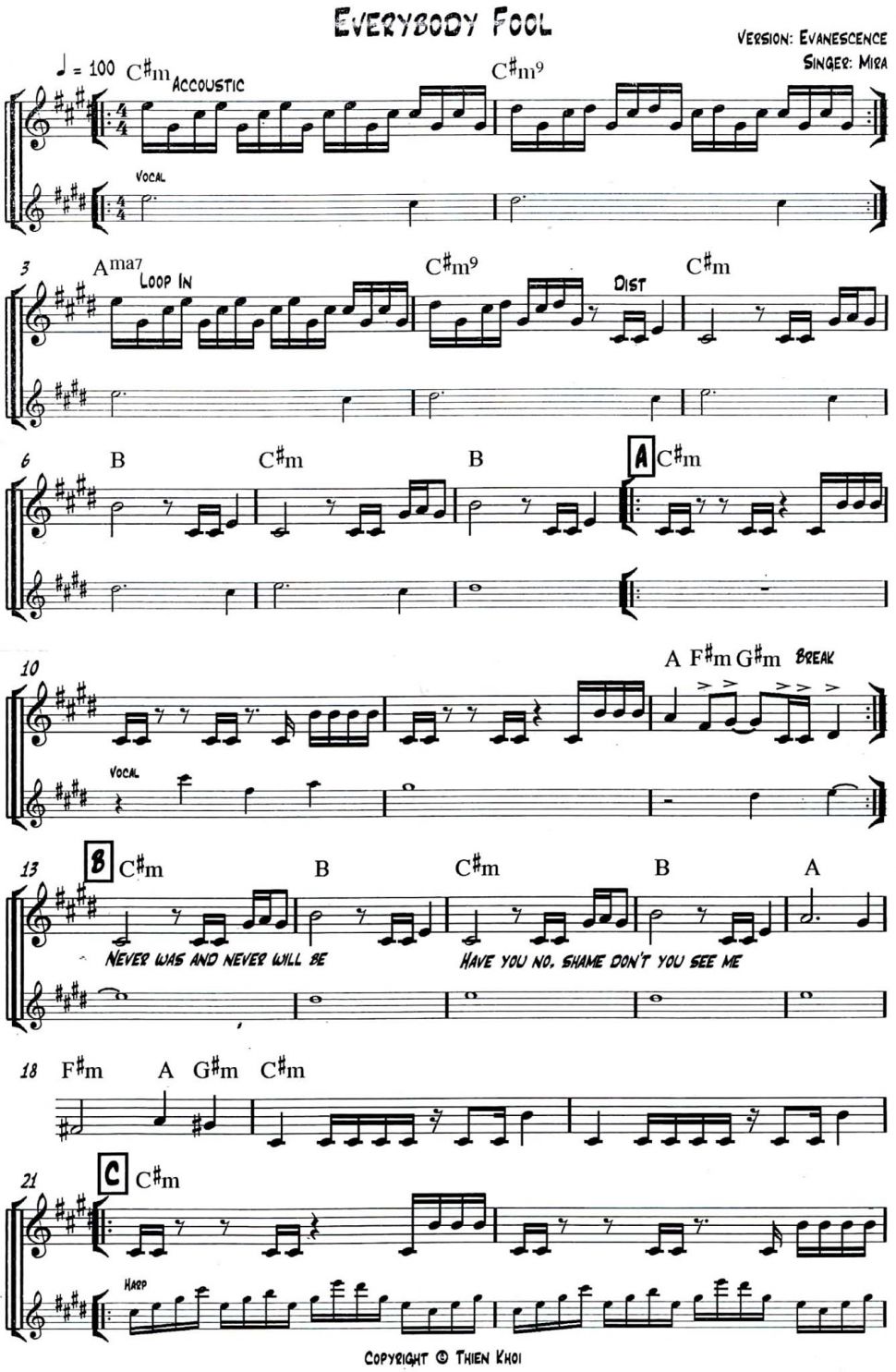 Everybody Fool sheet