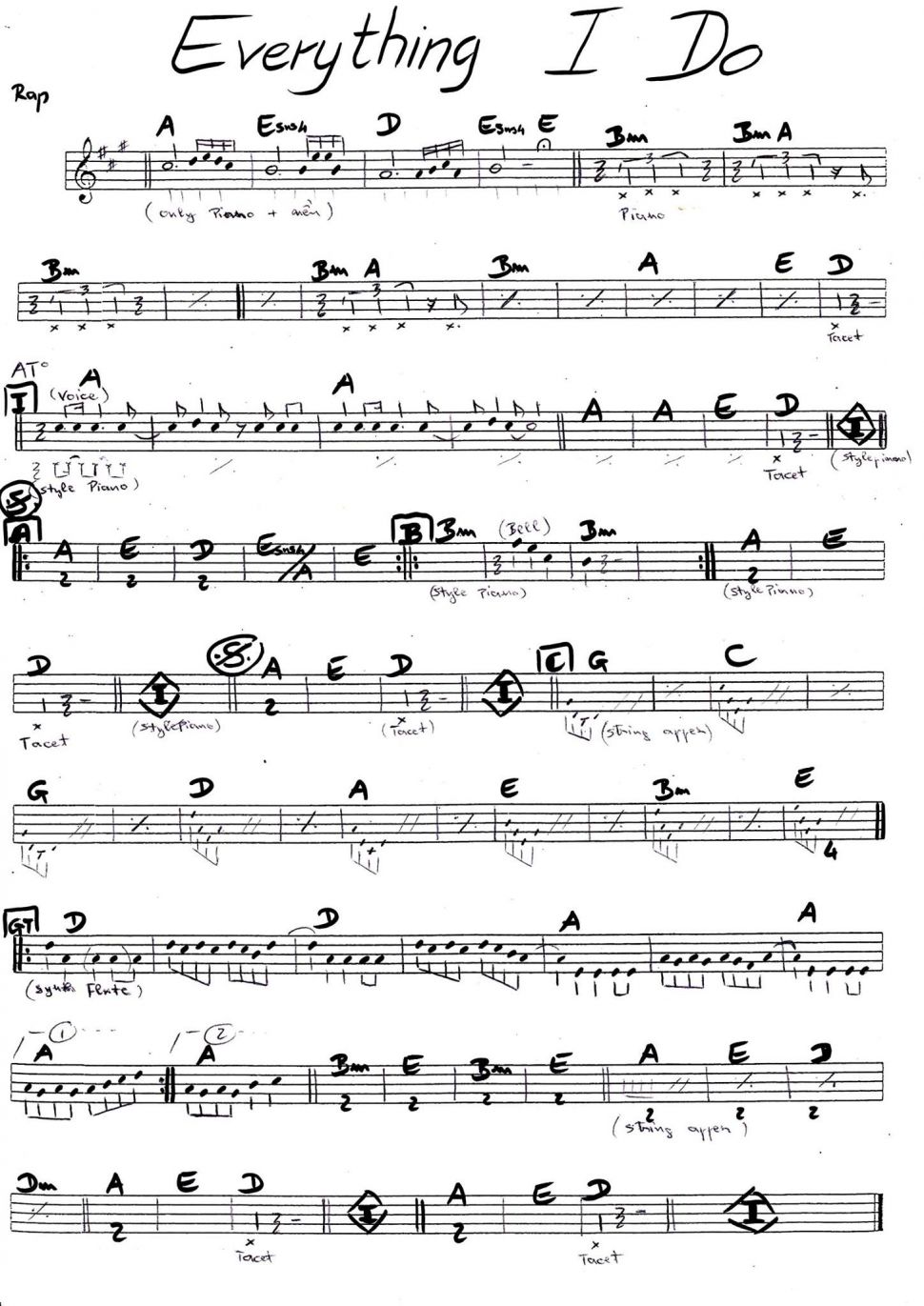 Everything I Do sheet