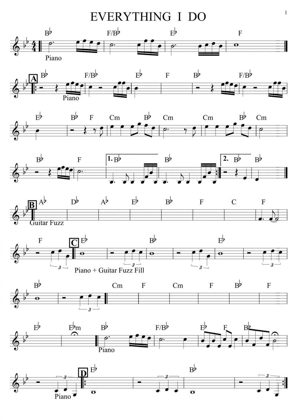 Everything I Do sheet