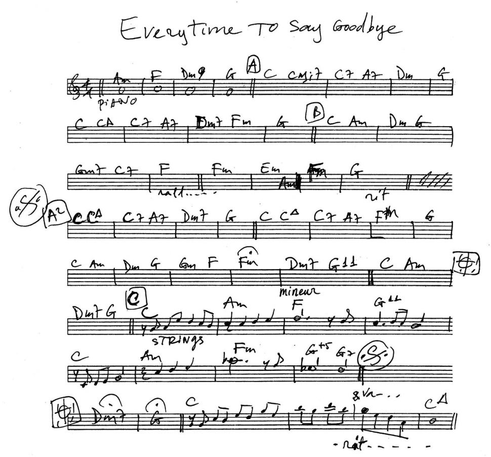 Everytime To Say Goodbye sheet