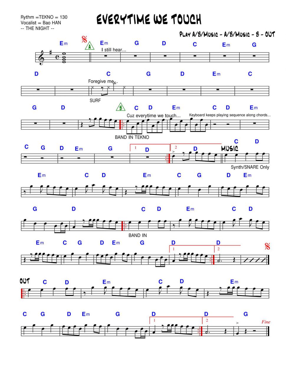 Everytime We Touch sheet