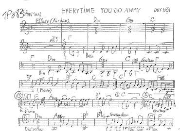 Everytime You Go Away sheet