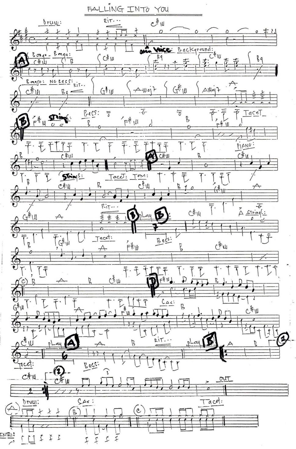 Falling Into You sheet