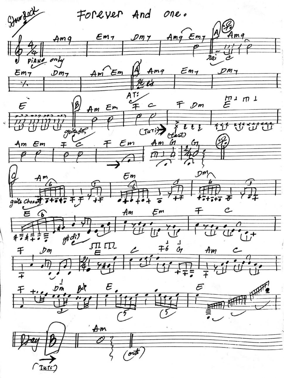 Forever And One sheet