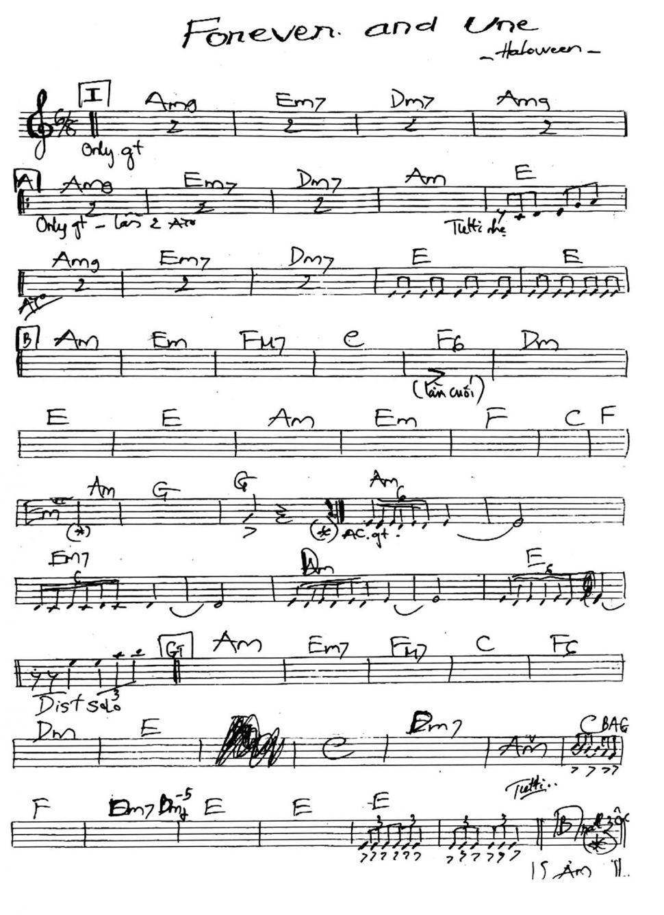 Forever And One sheet