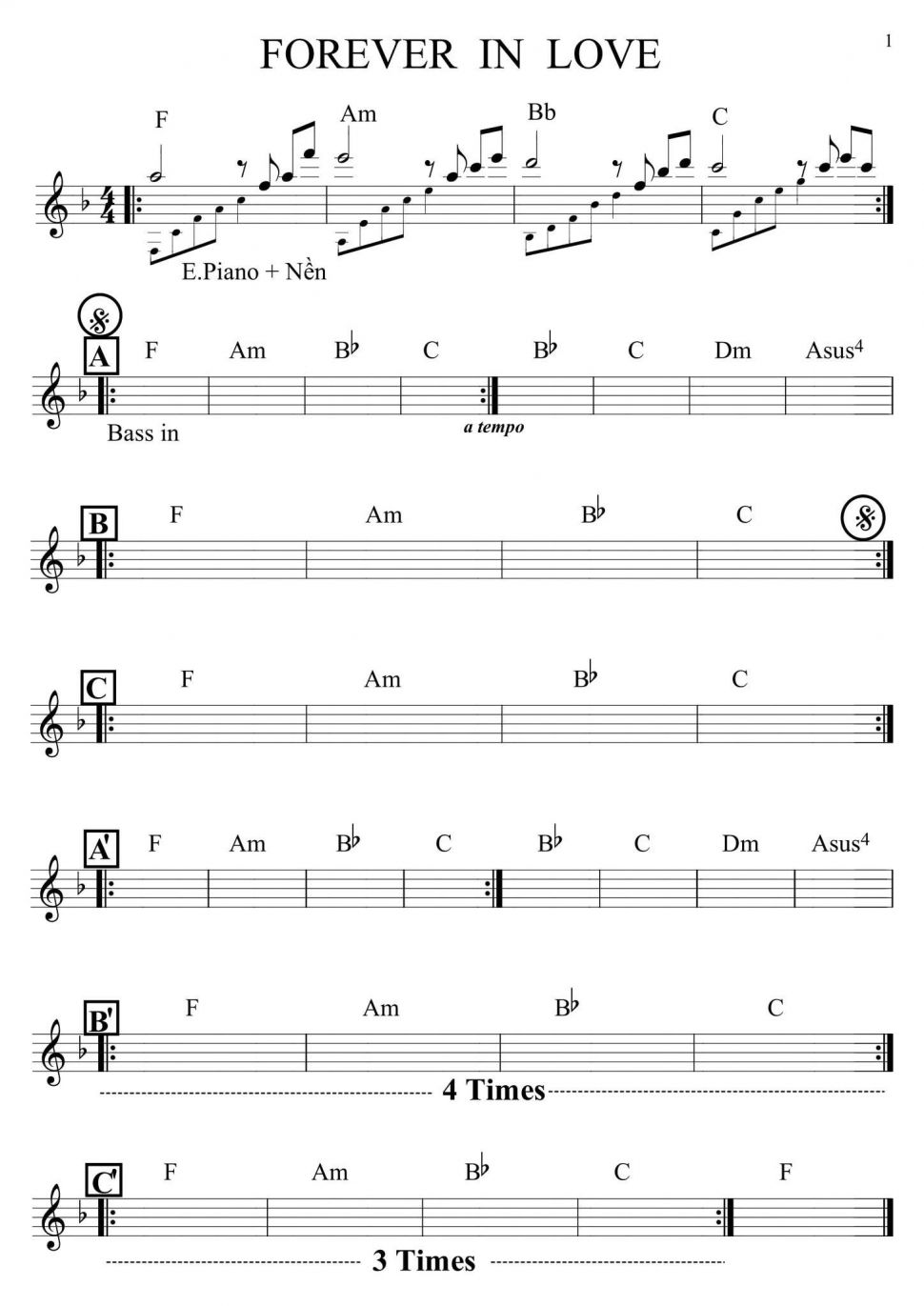 Forever In Love sheet