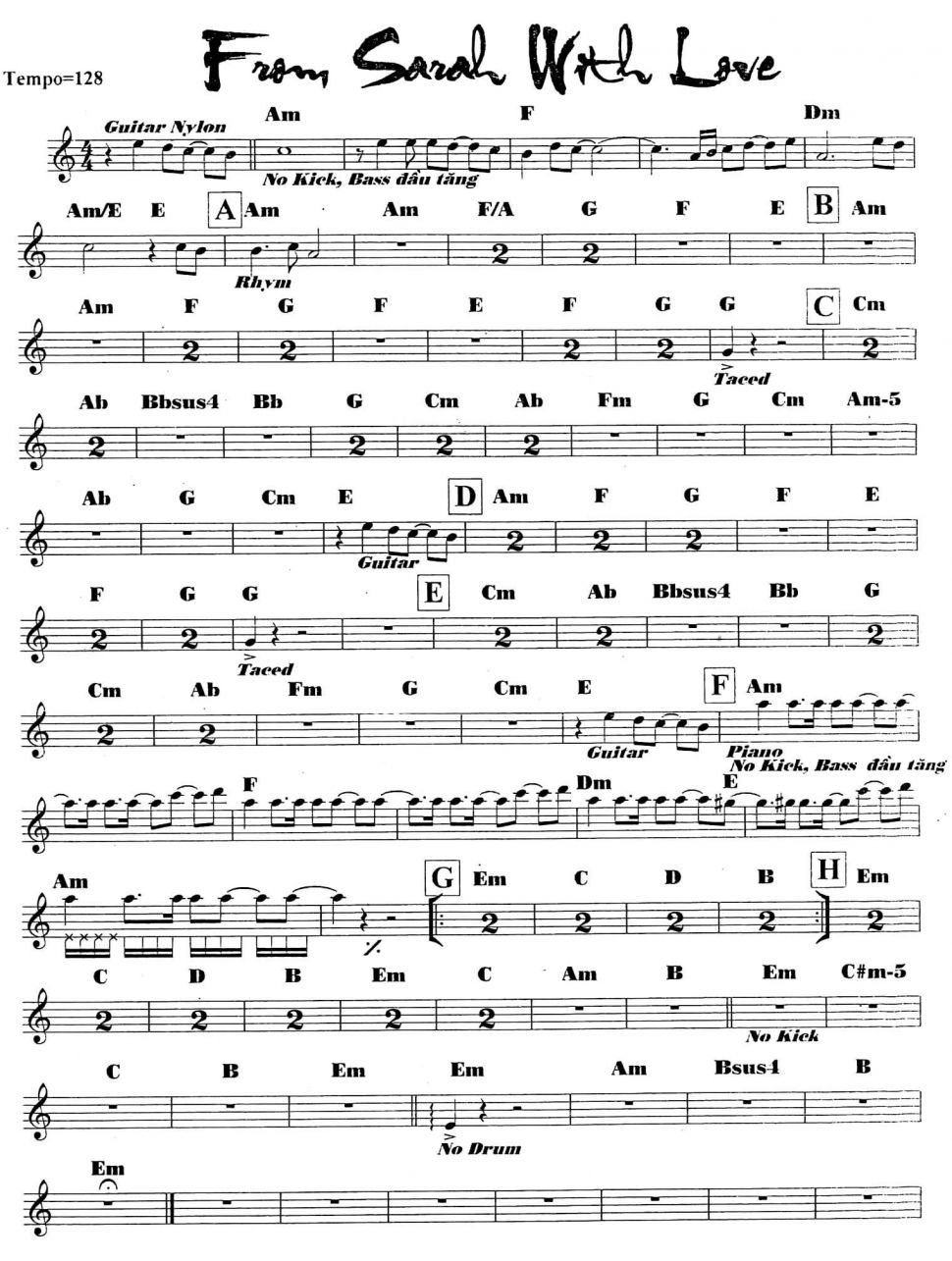 From Sarah With Love sheet