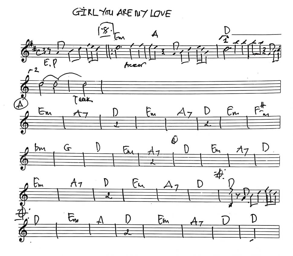 Girl you Are my love sheet