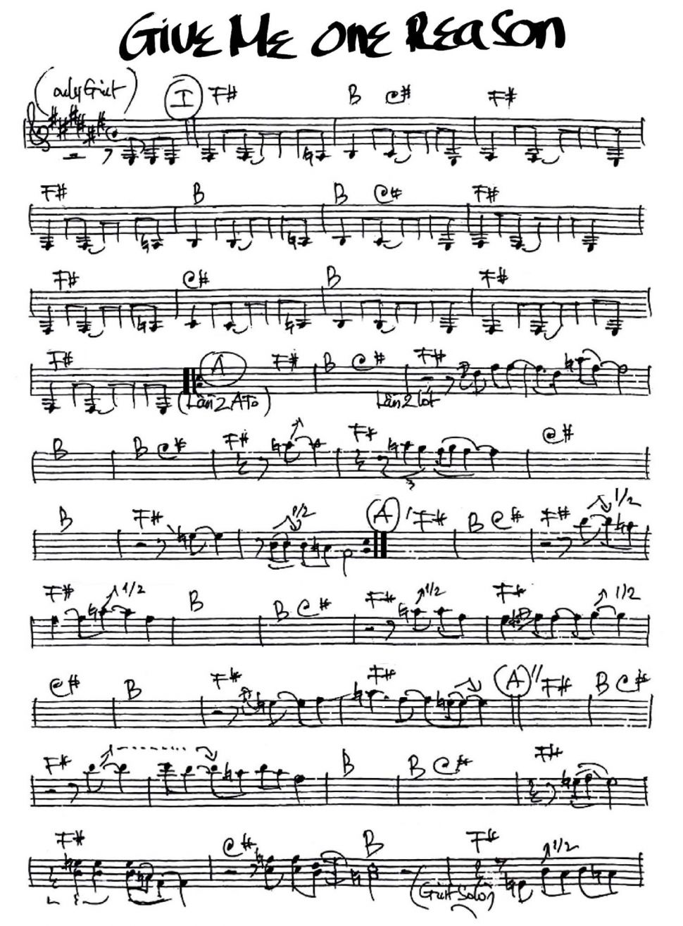 Give Me one Reason sheet