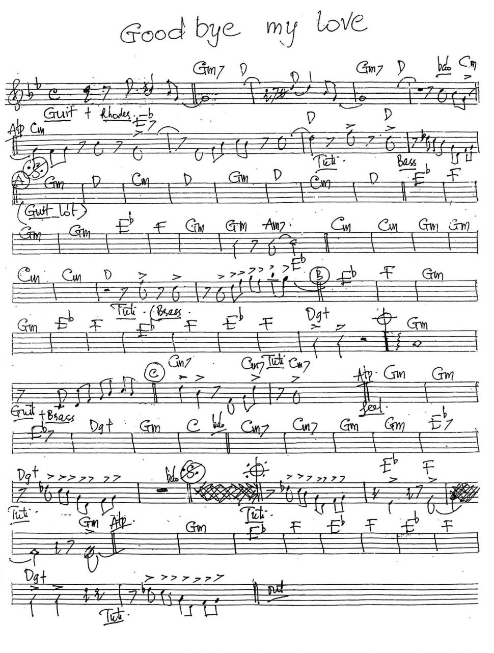 Good bye my love sheet