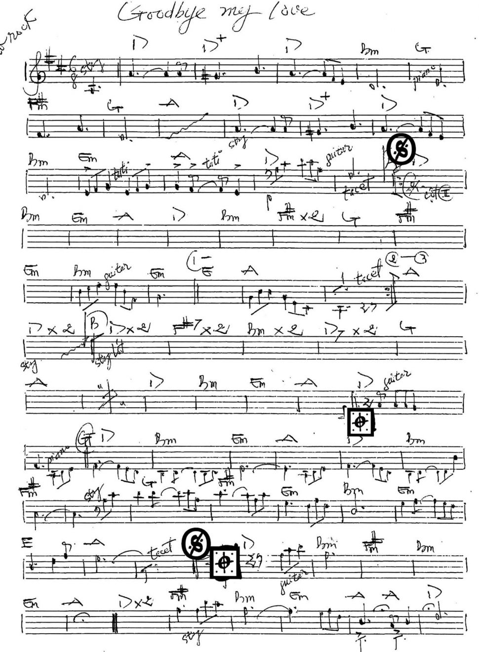 Goodbye my love sheet
