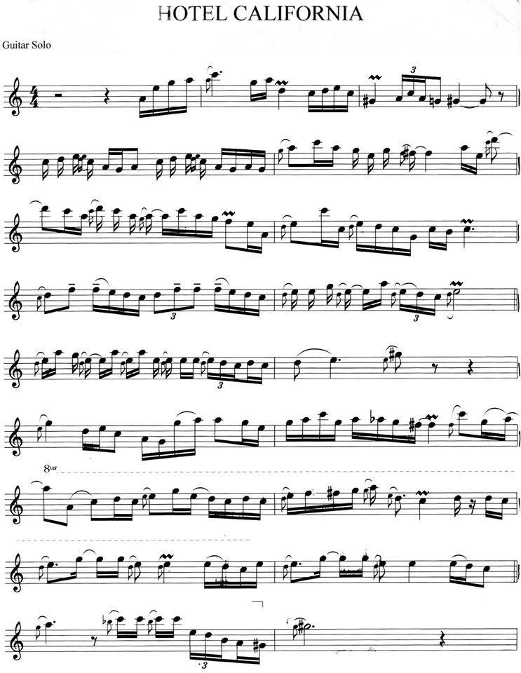 Hotel California Sheet