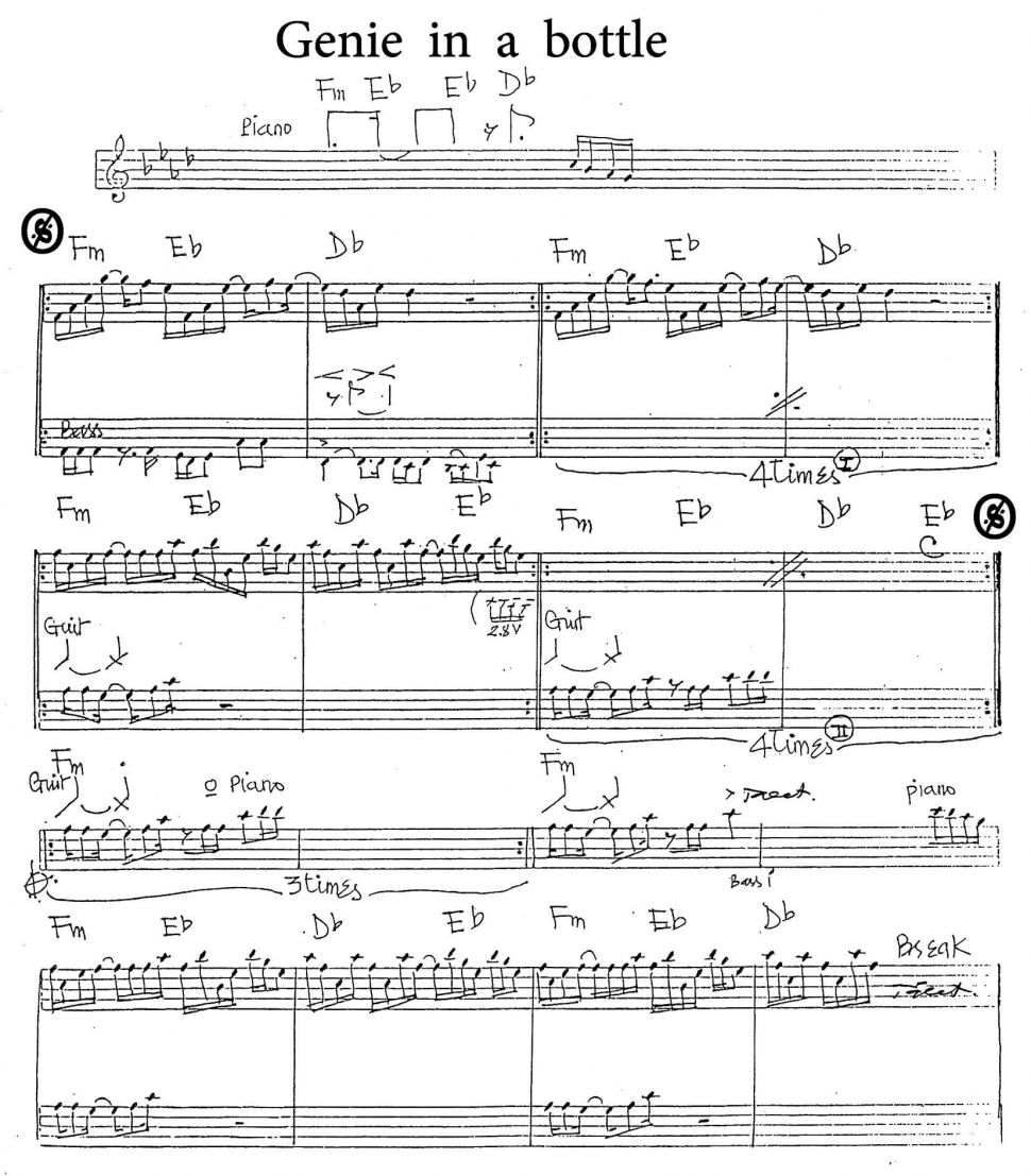 Genie in a bottle sheet