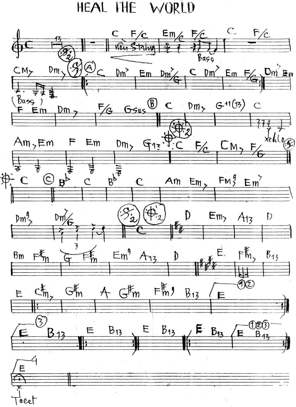 Heal The World sheet