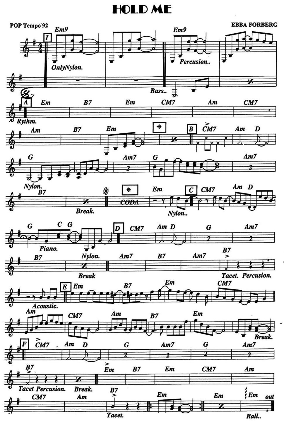 Hold Me sheet