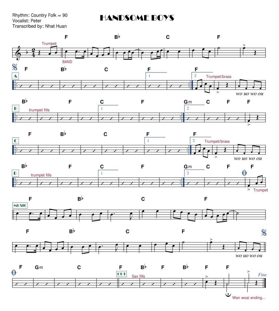 Hand Some Boys sheet