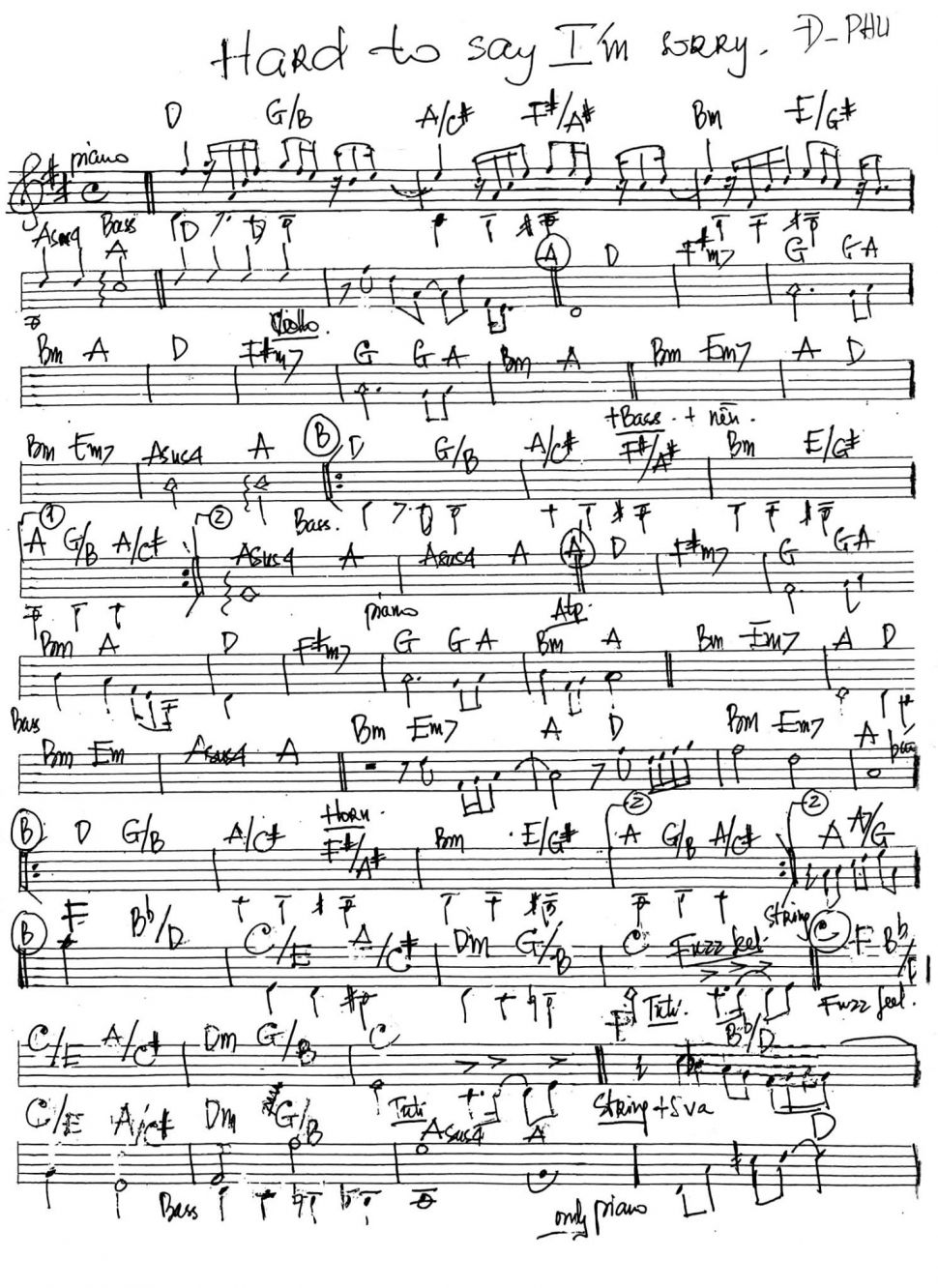 Hard To Say I'm Sorry sheet