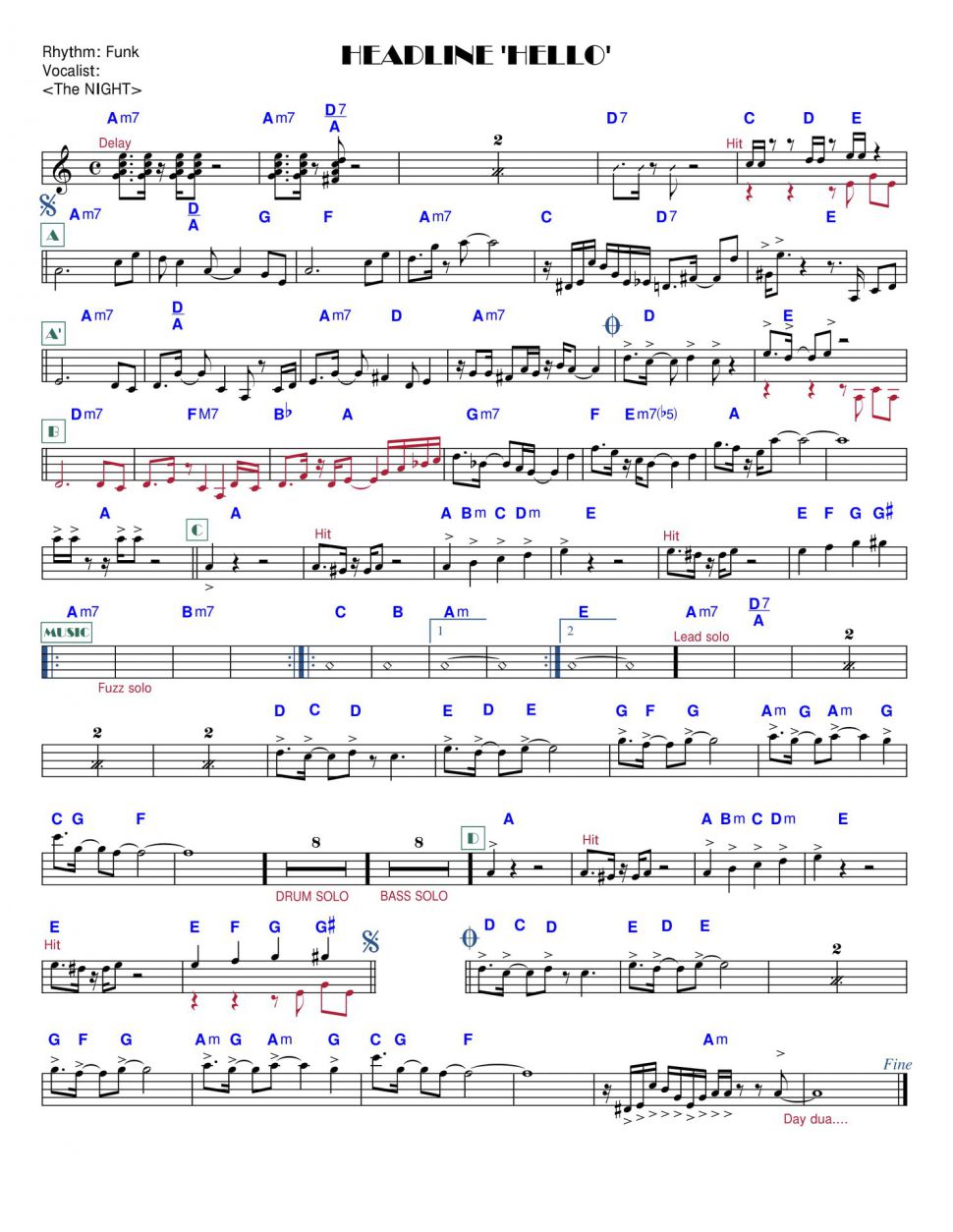 Headline 'Hello' sheet