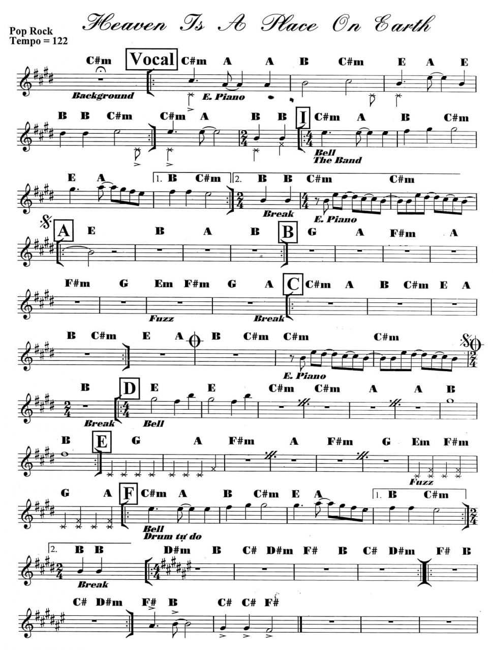 Heaven Is A Place On Earth sheet