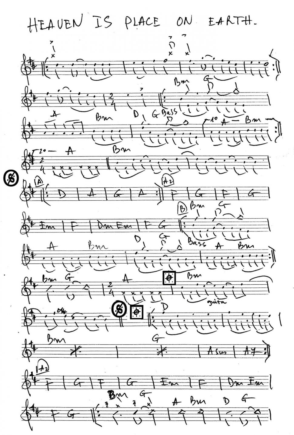 Heaven Is Place On Earth sheet